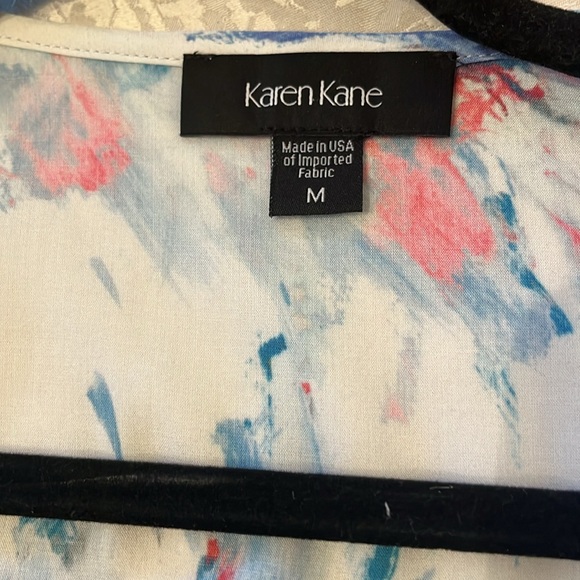 Karen Kane Women's Blue and White Blouse Ruffled and Tied Front Size Medium EUC - Picture 4 of 8